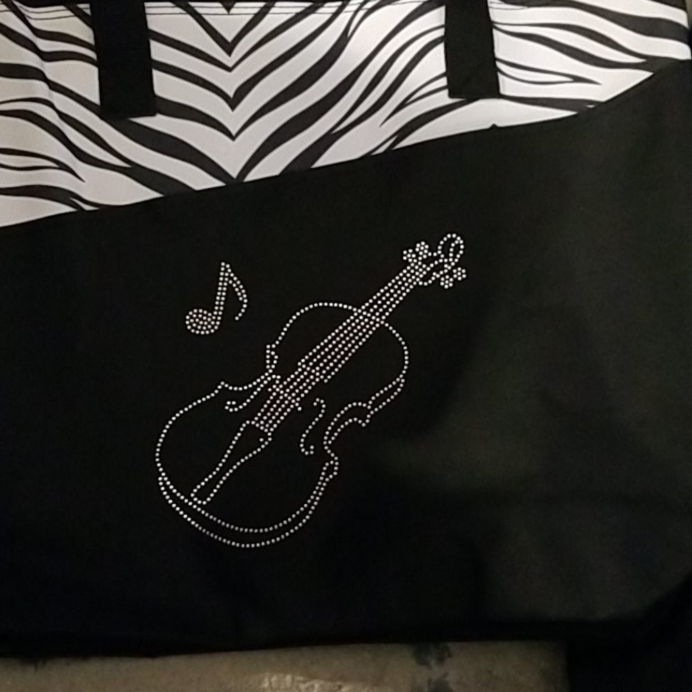 NWT violin cloth shopping bag with rhinestones